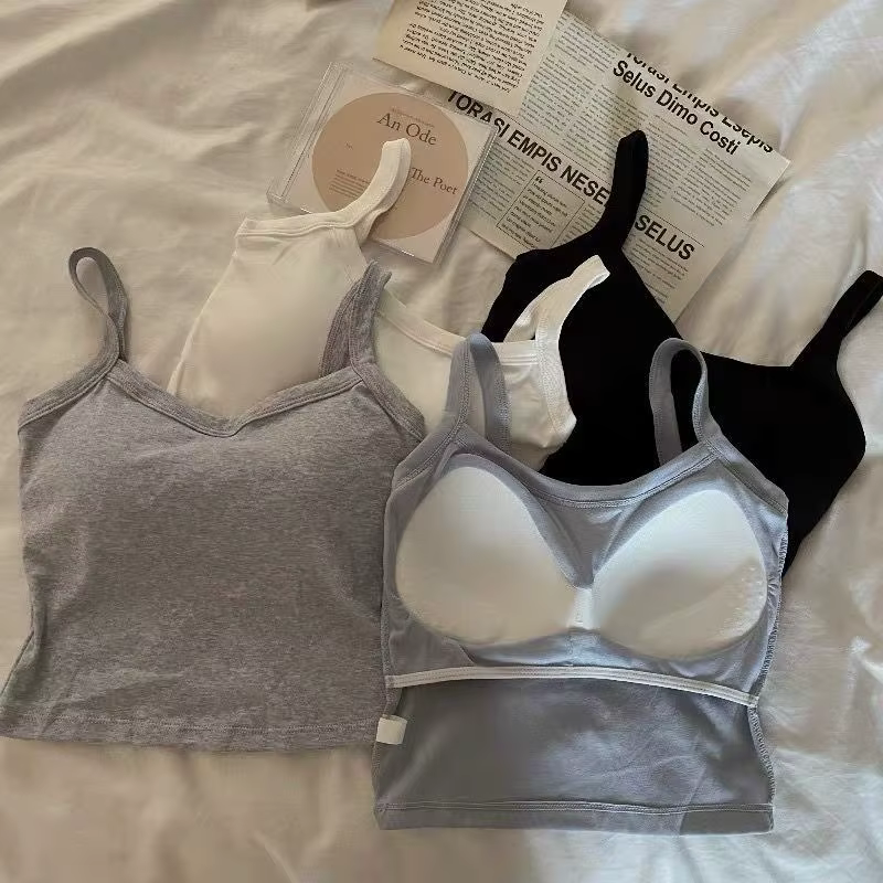 Haut court femmes Sexy hauts sans manche mode femme sous-vêtements dame Camisole fille basique T-shirt gilet Lingerie soutiens-gorge bustiers chaud