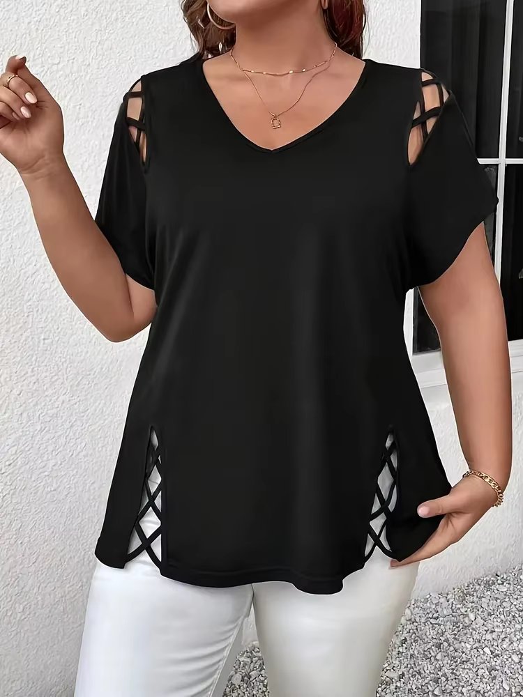 T-shirt Grande Taille Femme Été Manches Courtes Décontracté Ample Mode Pull Oversize