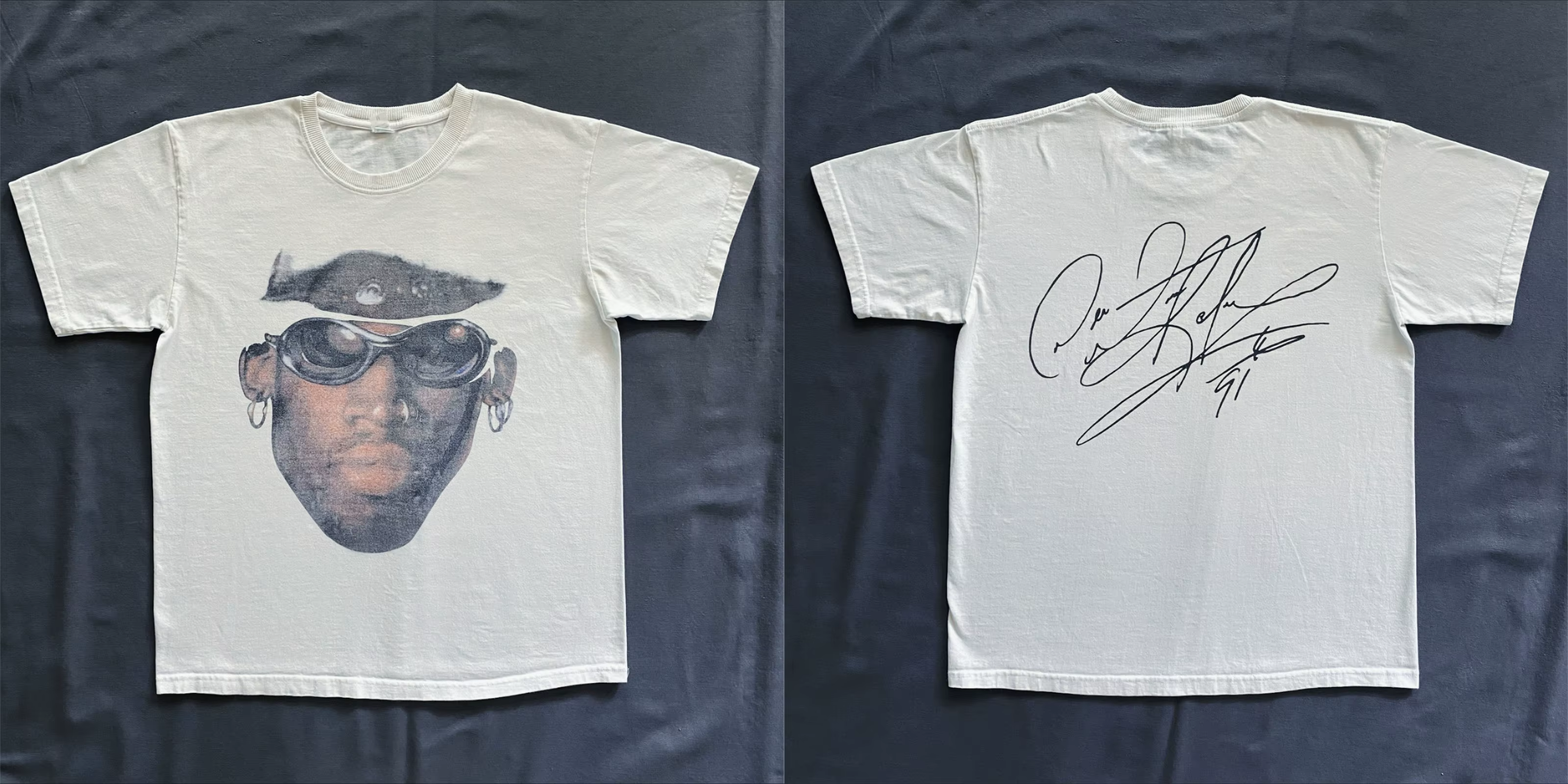 T-shirt en coton à manches courtes avec imprimé visage de Dennis Rodman pour hommes et femmes