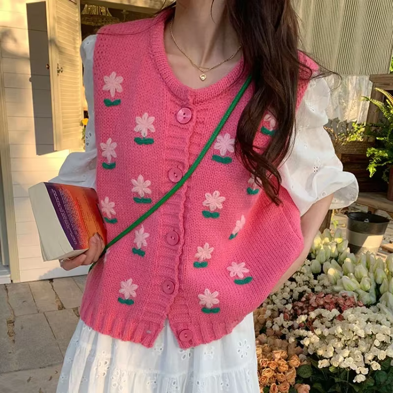 Pull femme col en v Kawaii hauts en tricot