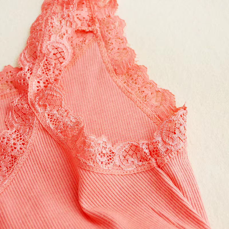 T-shirt en dentelle multicolore pour femme