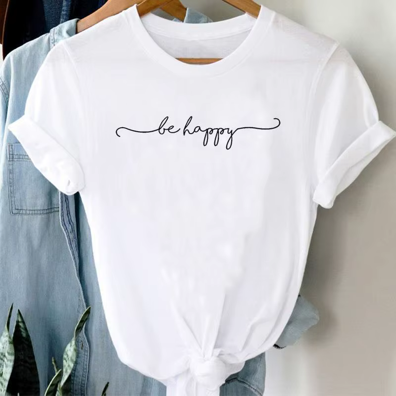 Lettres Ins vêtements femmes imprimé manches européennes t-shirts hauts surdimensionné t-shirt