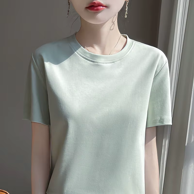 T-Shirt d'été en coton mercerisé Orange pour femme