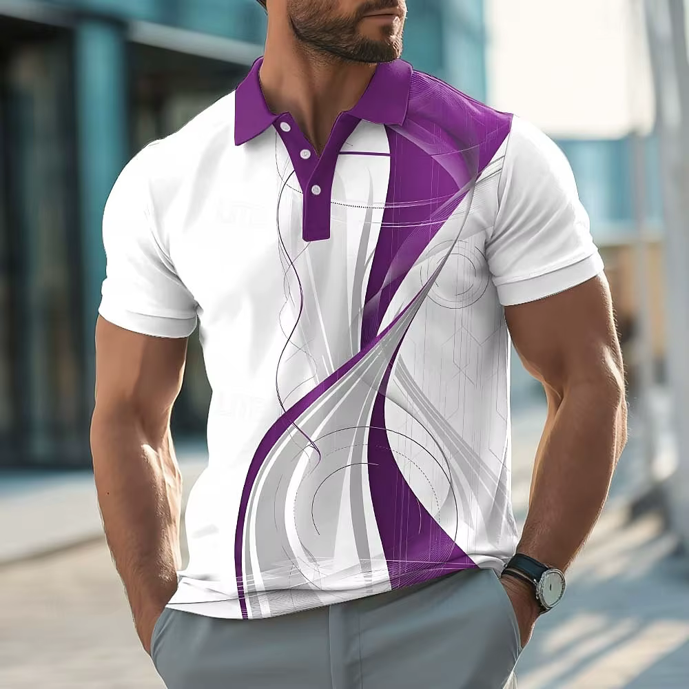 Chemises polo pour hommes à motifs géométriques