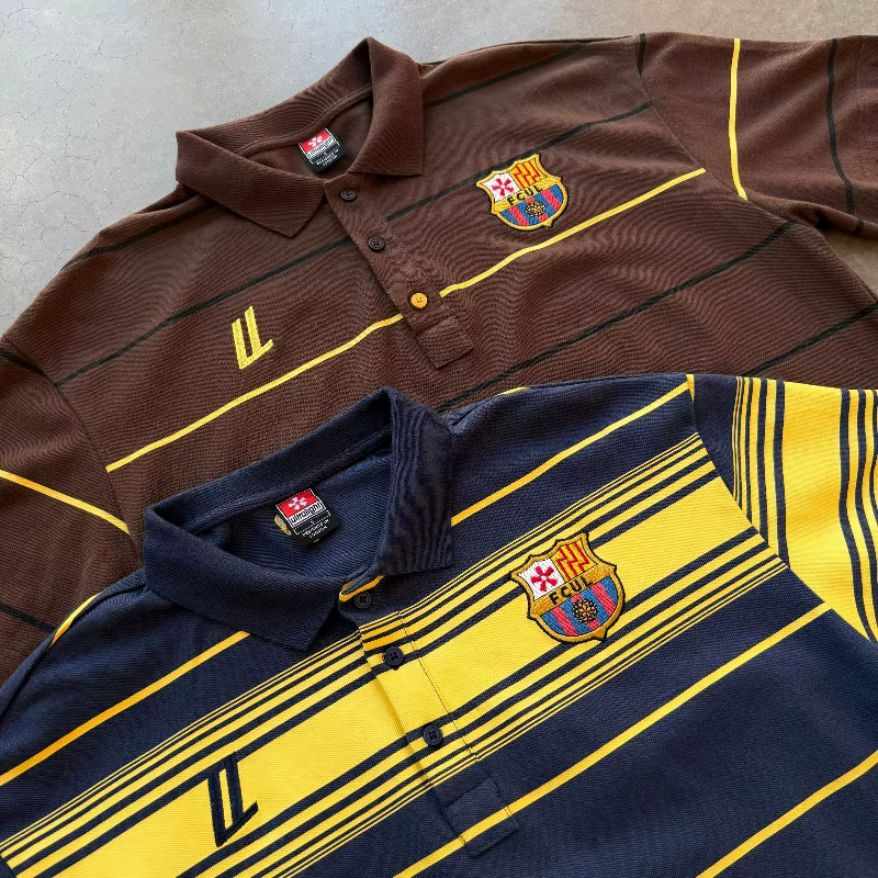 Polo Y2K Barca rétro bicolore avec logo brodé – Sweatshirt unisexe décontracté style streetwear pour homme et femme