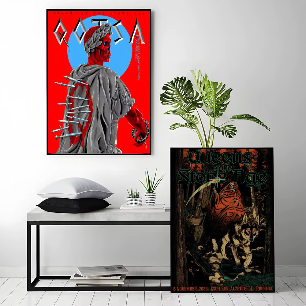 Rock Band Queens Of The Stone Age Poster HD Art mural auto-adhésif imperméable – Utilisation multi-scènes