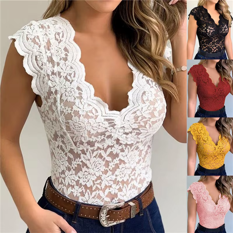 Nouveaux débardeurs pour femmes, débardeur sexy en dentelle à col en V pour l'été, sous-vêtement, bralette couleur bonbon, lingerie féminine en dentelle
