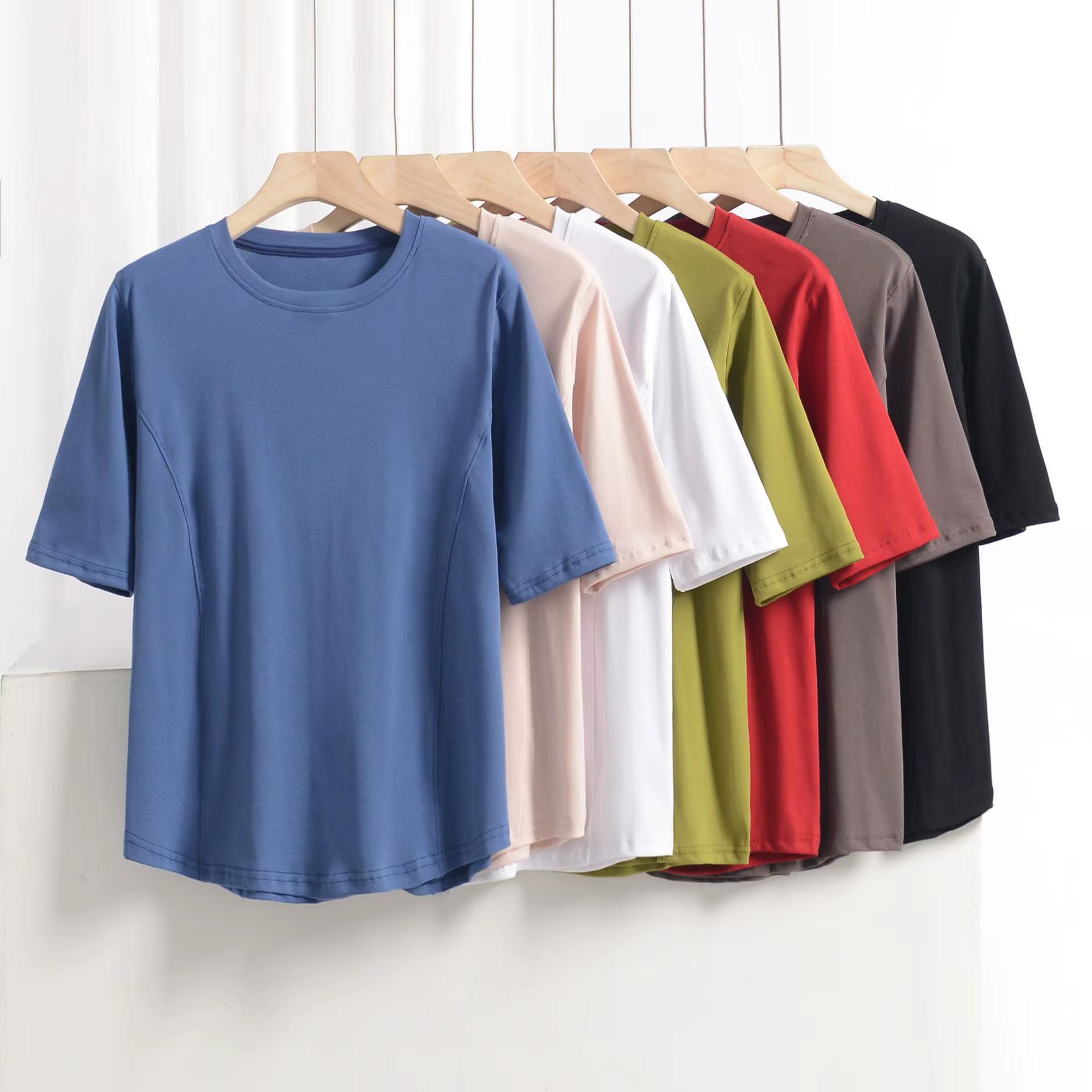 XL à 8XL grande taille t-shirts col rond T-shirt basique femme couleur unie demi manches été simple