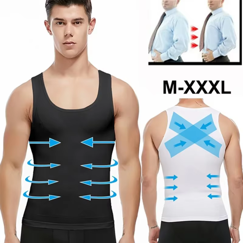 Hommes minceur corps Shaper Shapewear Abs ventre Compression chemise pour cacher la gynécologie Moobs entraînement débardeurs sous-vêtements