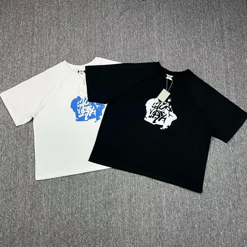 T-shirts de mode surdimensionnés Mertra de haute qualité pour hommes et femmes, en pur coton, décontractés, à manches courtes, blancs et noirs