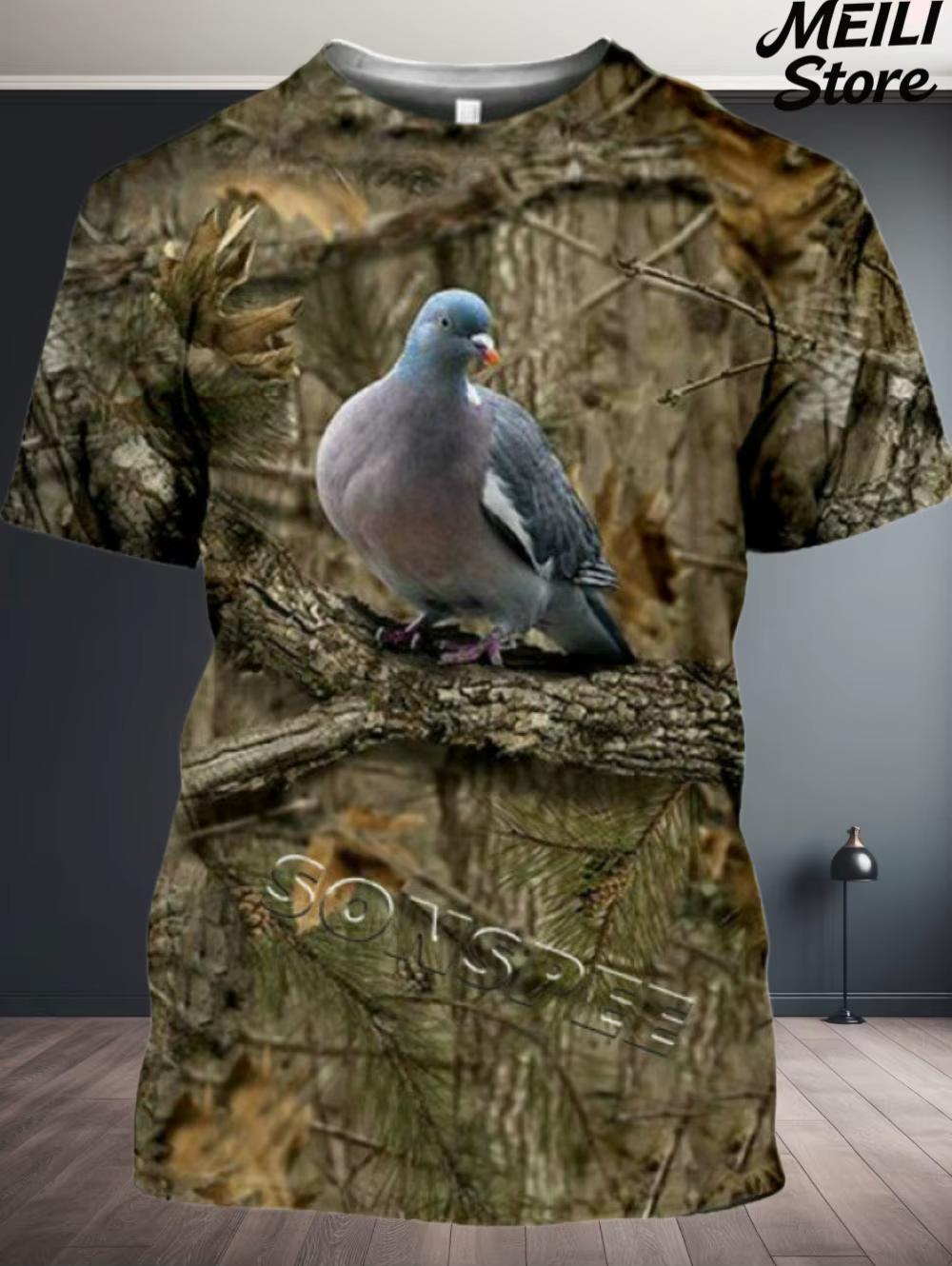 Nouveau T-Shirt homme chasse Animal impression 3D été Camouflage à manches courtes drôle hauts décontracté quotidien en plein air rue vêtements pour hommes