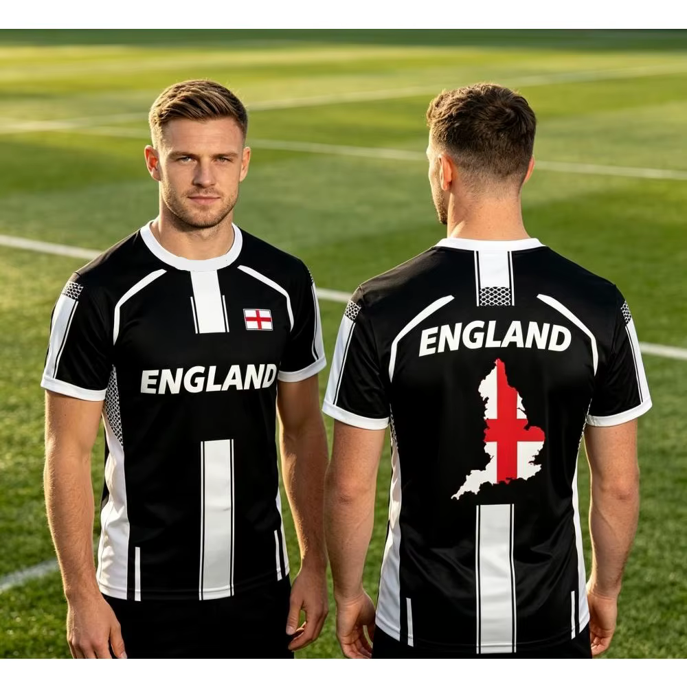 T-shirt de football pour homme, style national anglais, tenue de supporter extérieure, respirant, séchage rapide, imprimé 3D, tendance