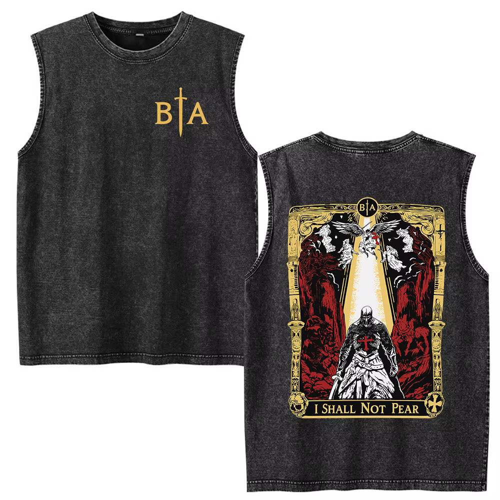 Doner Kebab Kalash Funny Skeleton Vintage Acid Washed Tank Tops T Shirt Men Clothing Casual Oversized Sleeveless Vest T-shirt