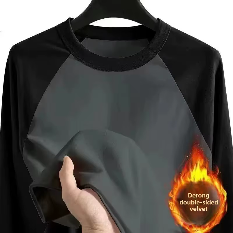 T-shirt à manches longues en velours double face pour homme