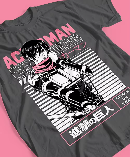 T-shirt de l'Animé Attaque des Titans Mikasa Ackerman Batalla, Final