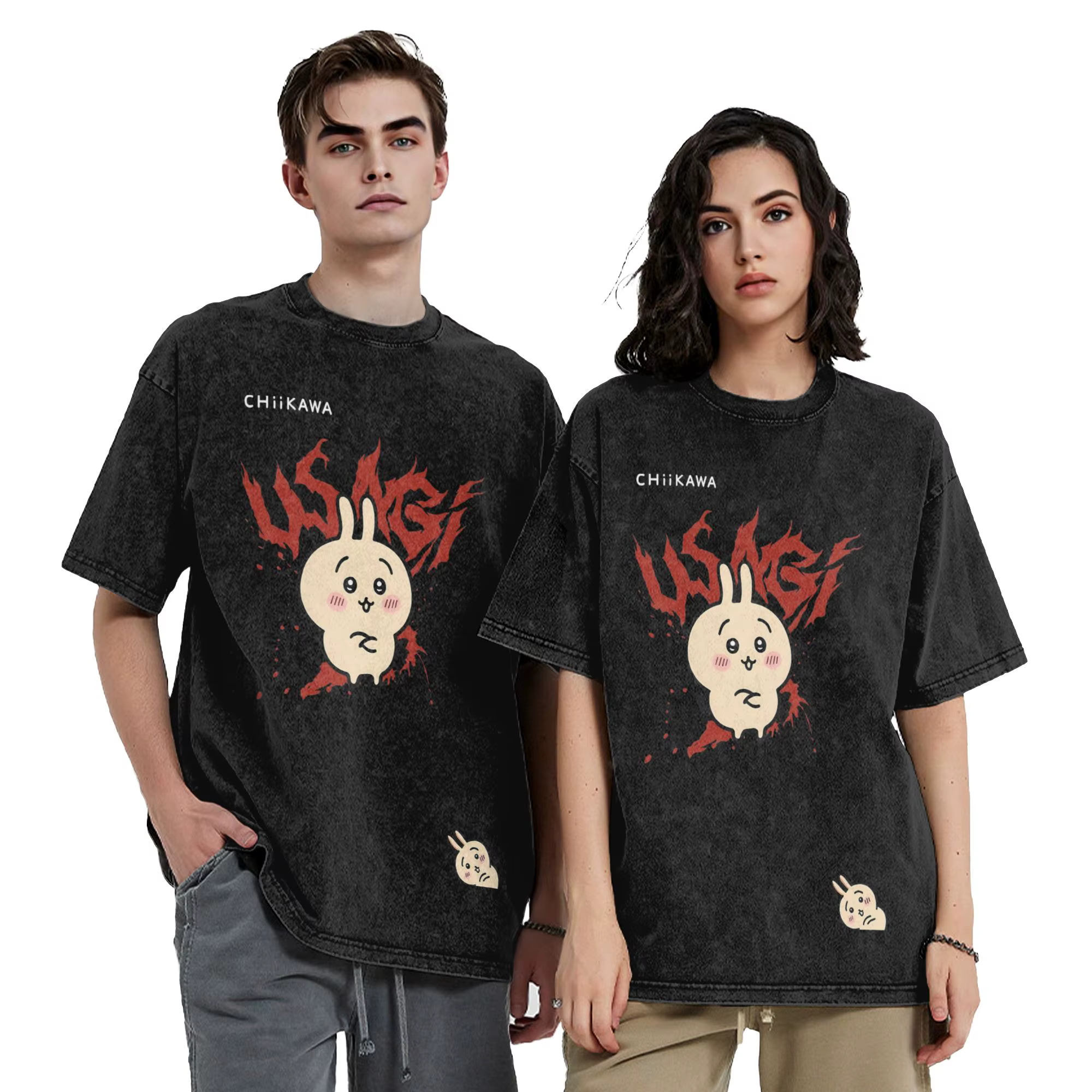 T-shirt délavé Kawaii Chiikawas