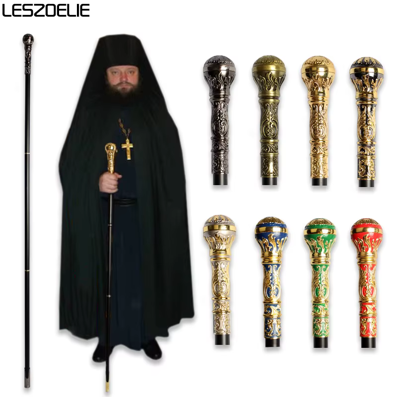 Bâton de marche de luxe avec poignée en argent pour homme et femme