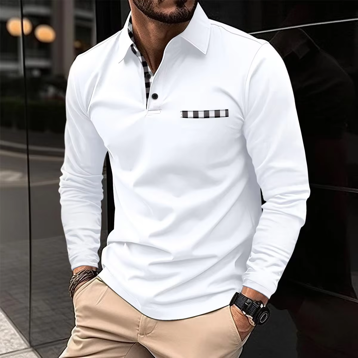 Polo à manches longues pour homme