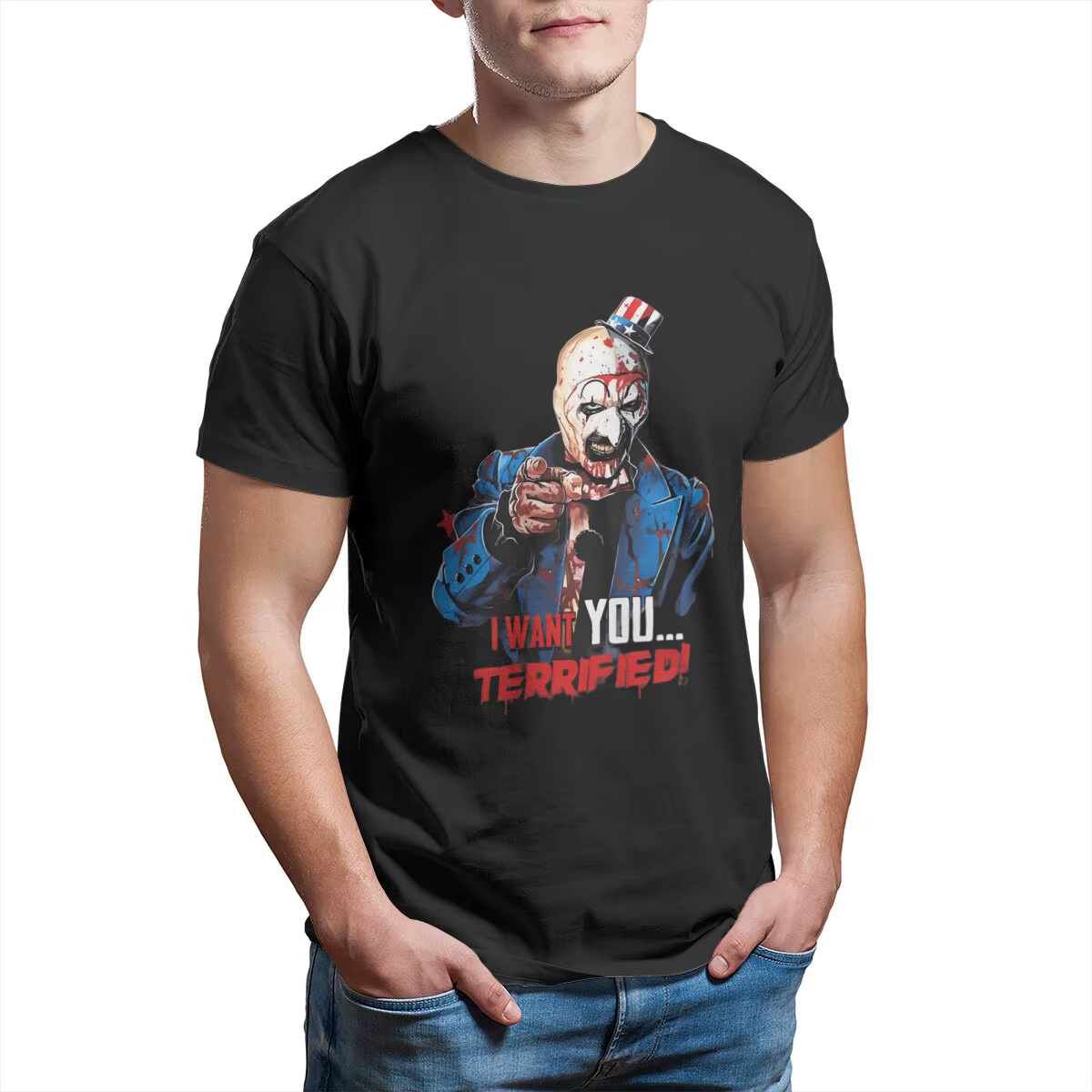 Terrifier Je veux que vous T-Shirts drôles pour hommes Film d'horreur Clown effrayant