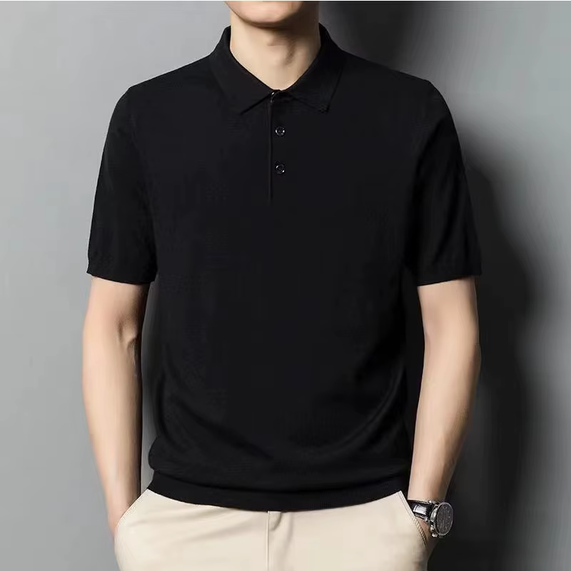 2025 mûrier soie laine pull col Polo pulls hommes ample surdimensionné S-3XL tricoté bas chemise été nouveau décontracté