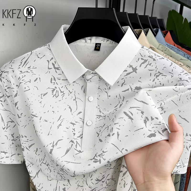 Chemise polo classique pour homme avec motif imprimé