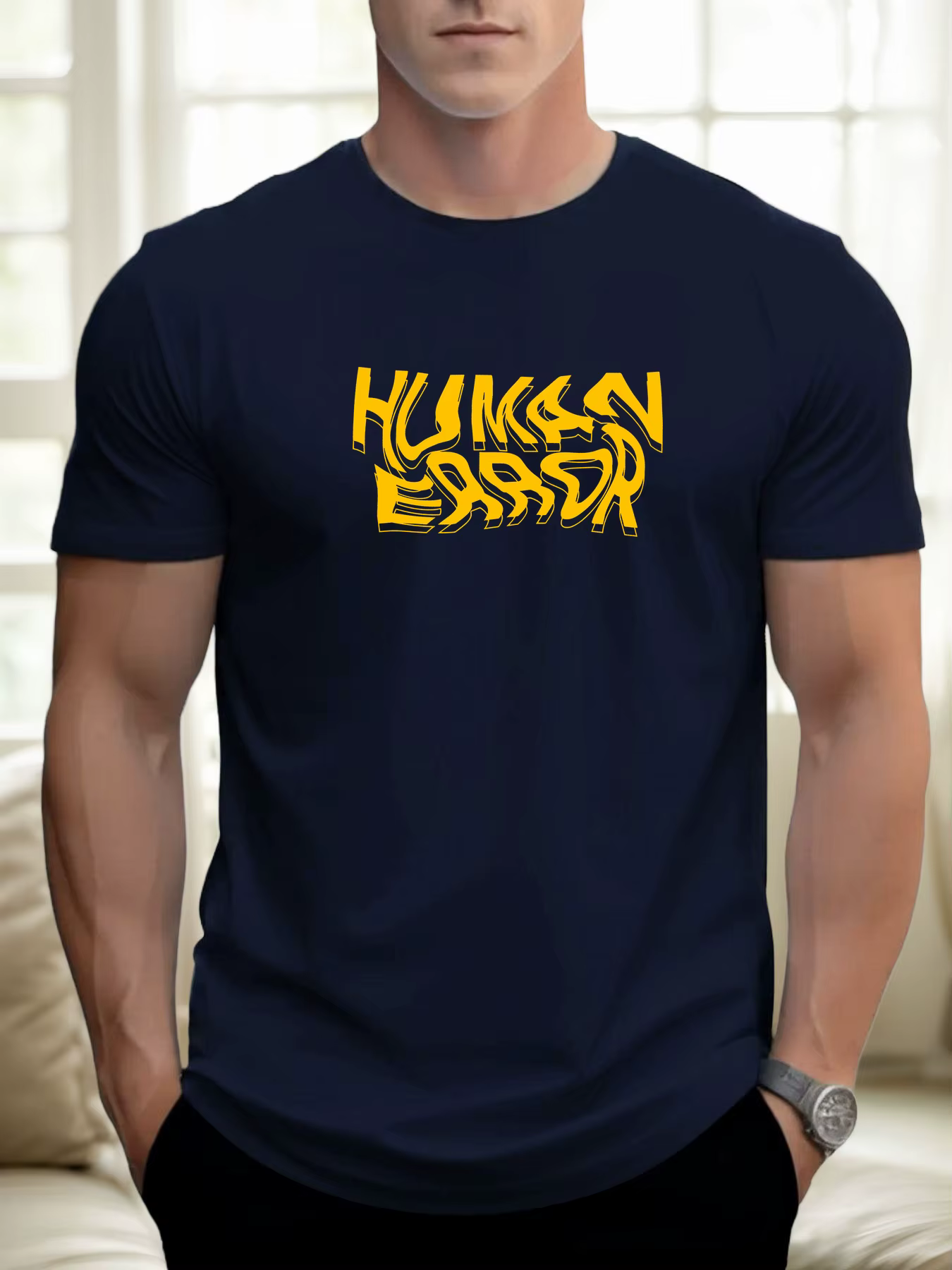 T-shirts pour homme ERREUR HUMAINE 100 % coton impression graphique été t-shirt col rond décontracté respirant style de rue haut quotidien
