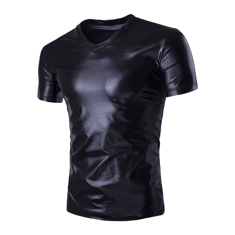 T-shirt Homme Slim Fit à Manches Courtes – Nouvelle Collection Tendance pour Soirées – Coton Décontracté à Surface Brillante – Offre Spéciale de la Saison
