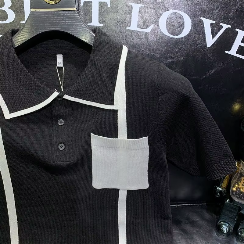 Polo tricoté à manches courtes pour hommes