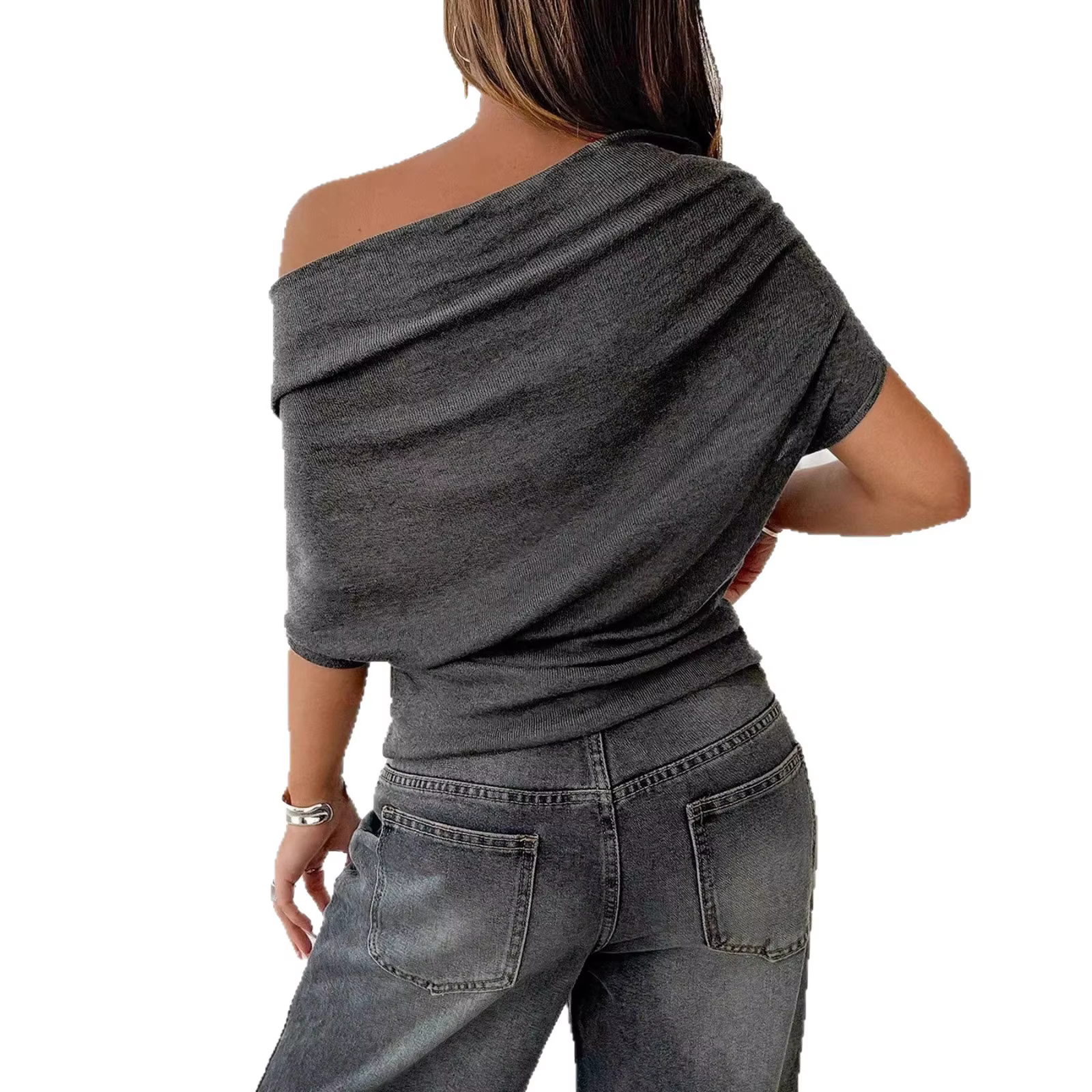 T-shirt sexy et tendance à épaules dénudées pour femme