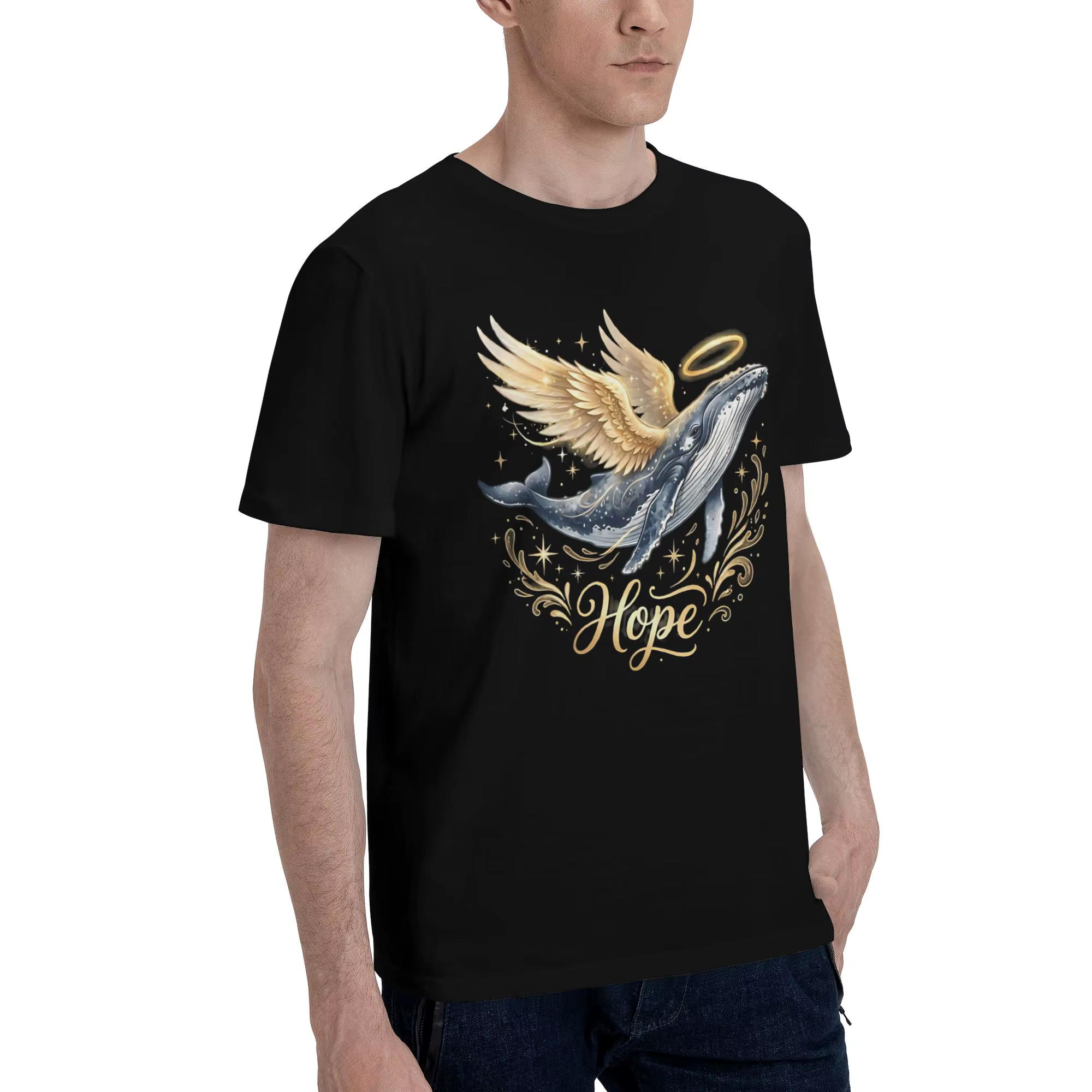 Timmy Hope Whale of Light buckelwal T-shirt pour hommes et femmes