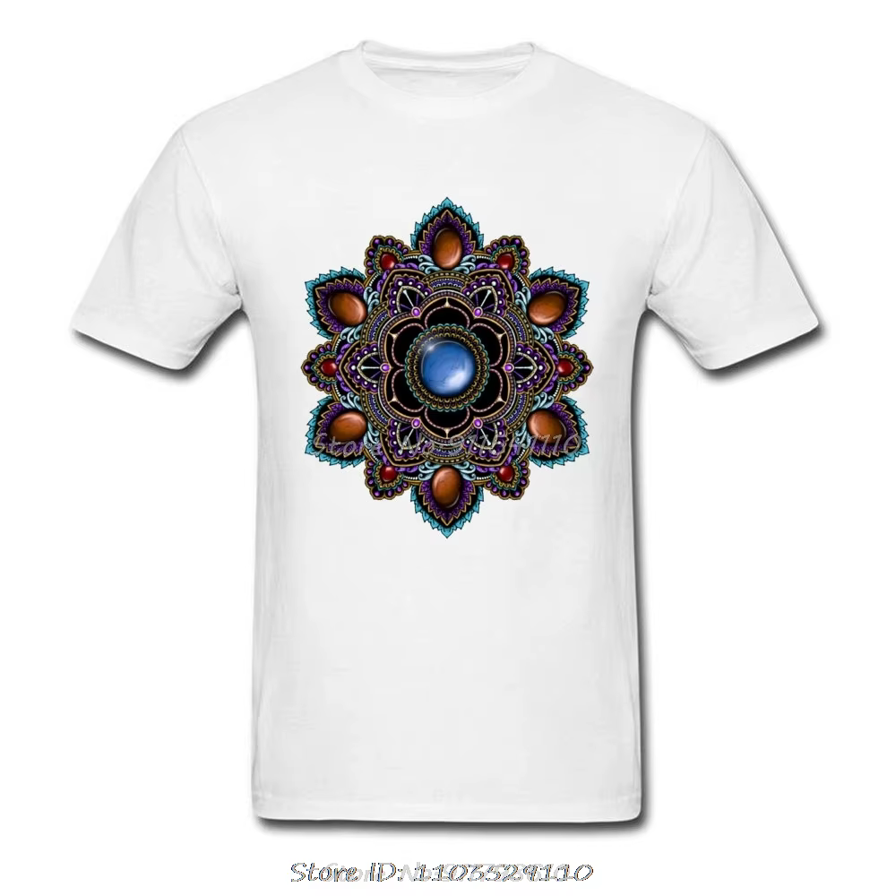 T-shirt Om Mandala avec pierres précieuses pour hommes