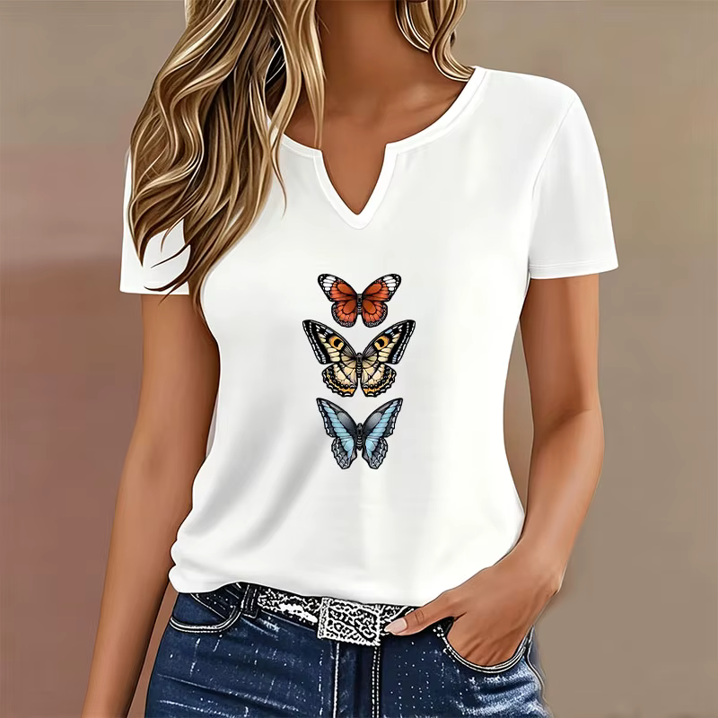 T-shirt papillon coloré printemps-été