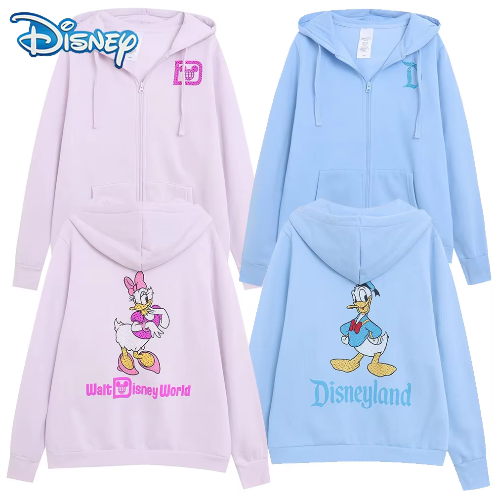 Disneyland Walt Disney monde Daisy Donald Duck lettre diamants polaire sweat veste unisexe femmes à capuche fermeture éclair pull hauts
