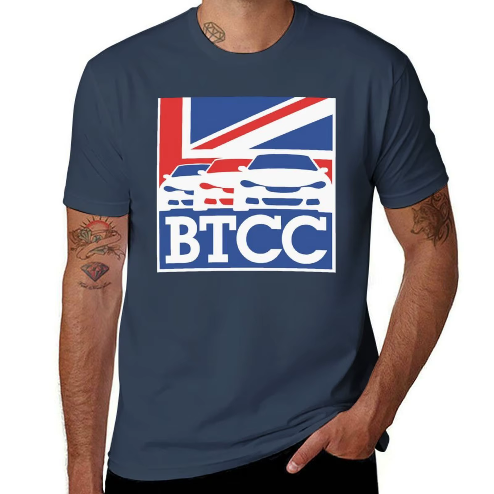 T-shirt à logo noir BTCC, haut en coton à manches courtes