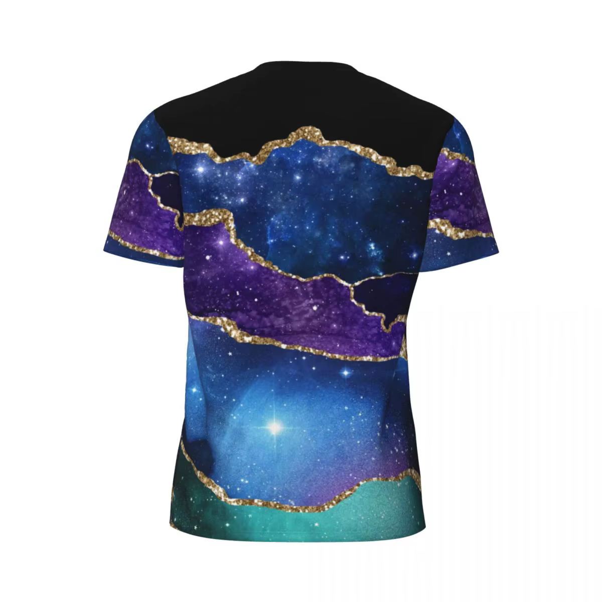 T-shirt imprimé marbre à paillettes dorées pour couple