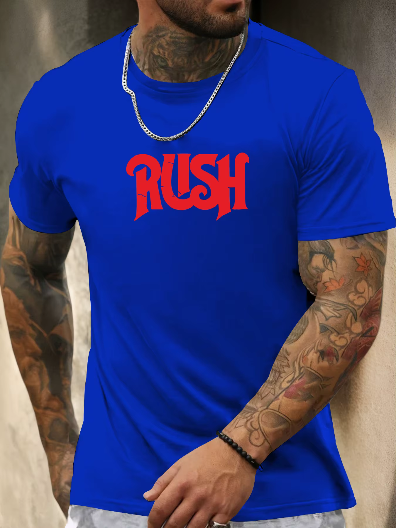 T-shirt à manches courtes rush chemise imprimée à motif 100 % coton pour hommes été col rond respirant mode décontractée