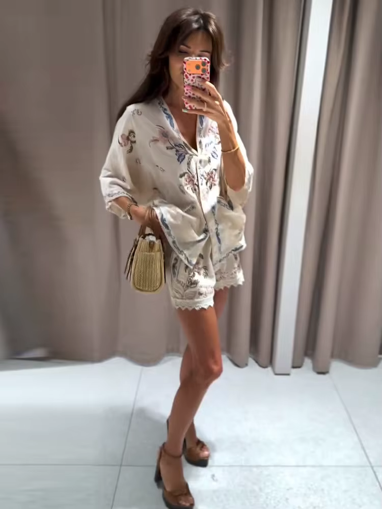 Chemise à carreaux gingham à manches longues boutonnée