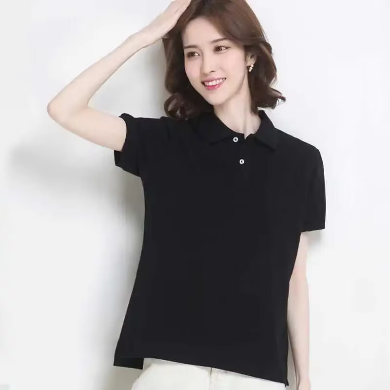 Chemise col polo pour femme uni bouton blanc 100 ℅ Coton