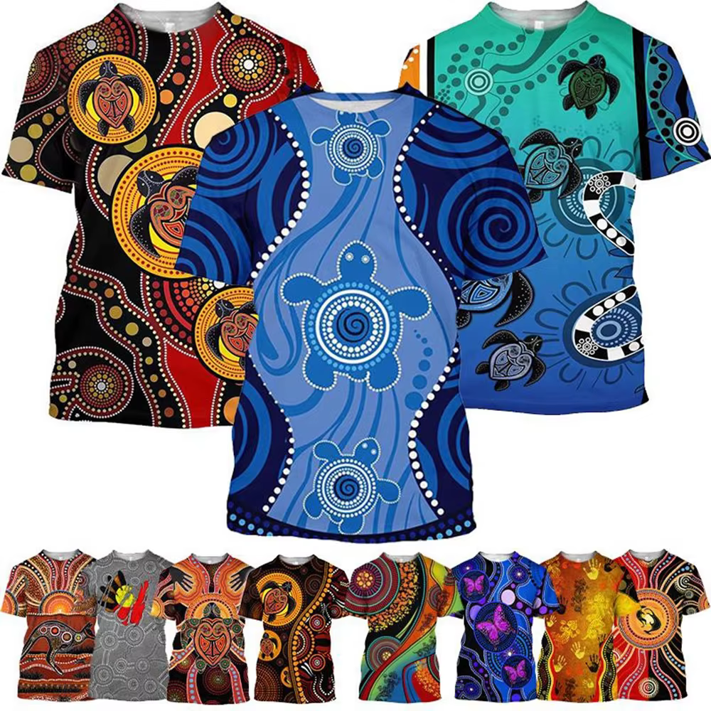 T-shirt imprimé en 3D Tortue indigène Jolie tillisme Art