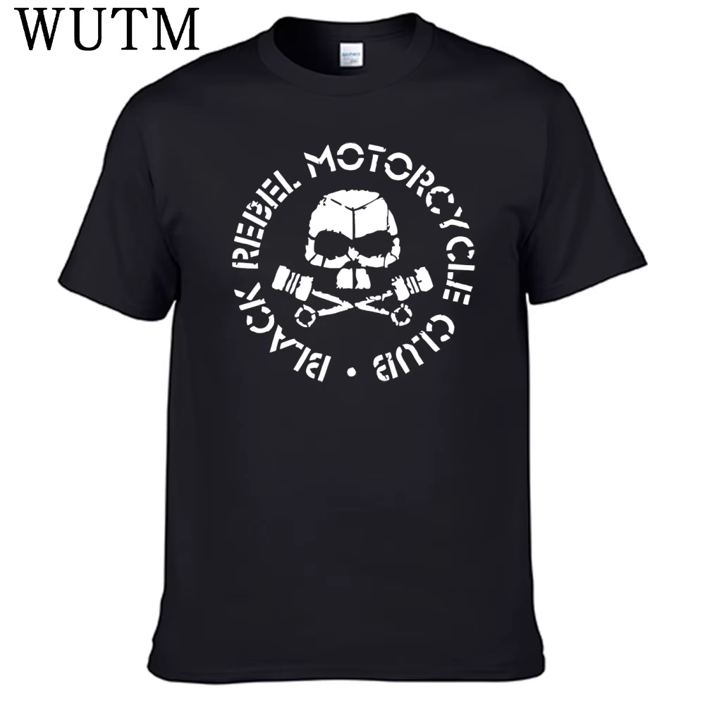 T-shirt noir Rebel Motorcycle Club pour hommes, 100% coton