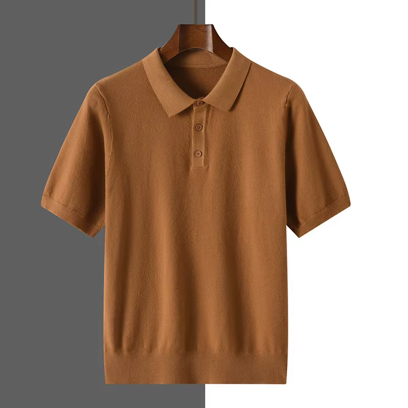 2025 classique col Polo T-Shirt pull hommes tricots laine Lyocell mélange