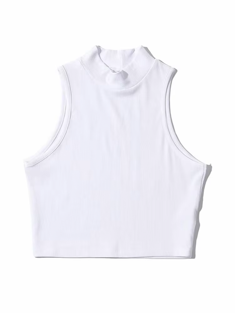 Été noir femmes mode haut court col