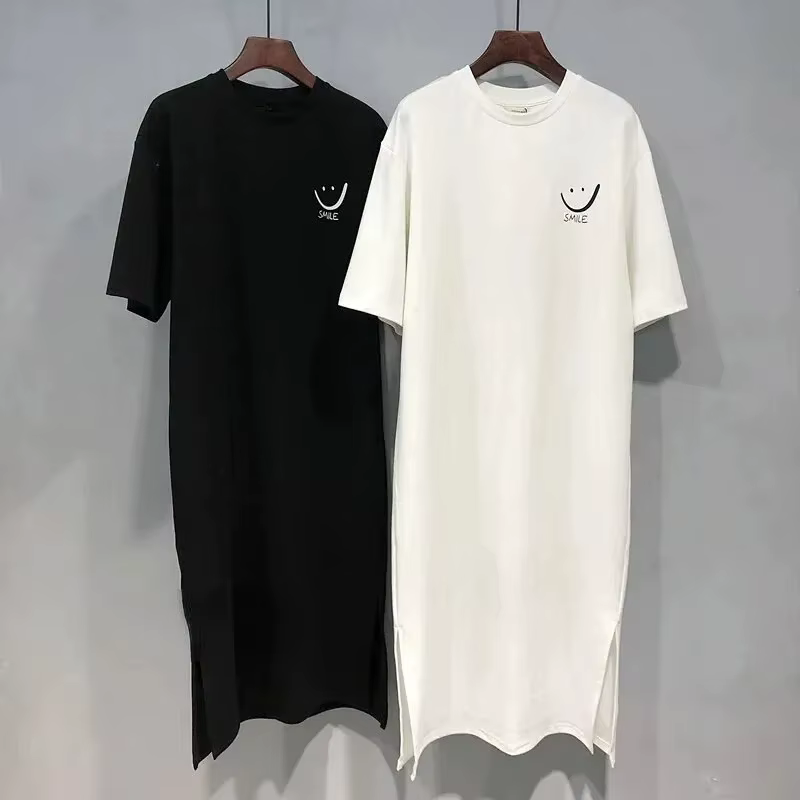 Robe T-shirt à manches courtes pour femmes, ample, mi-longue, au-dessus du genou, nouvelle collection été