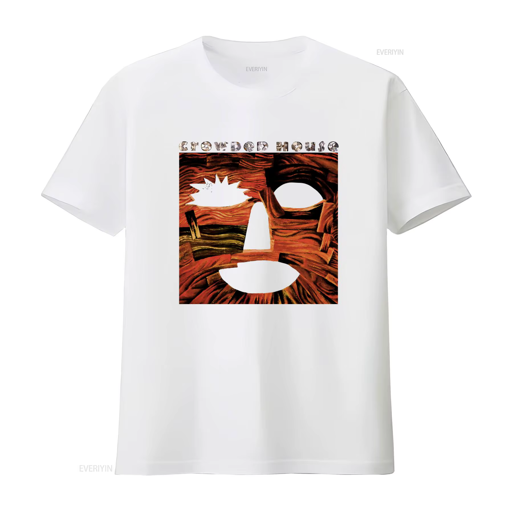 T-shirt en coton imprimé Woodface Crowded House Music Band, Neil Finn Nick Seymour, pour fans, vintage, délavé, vêtements de créateur élégants