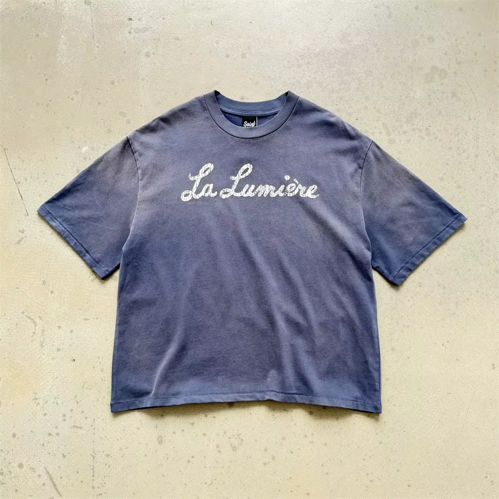 T-shirt en tissu imprimé Saint La Lumière vintage 2026 pour hommes et femmes