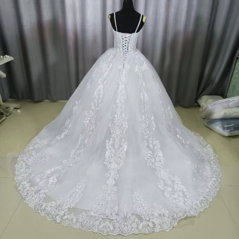 Robes De mariée blanches pour femmes, princesse d'été, Vintage, douce, bretelles Spaghetti, manches, robe De bal, 2025