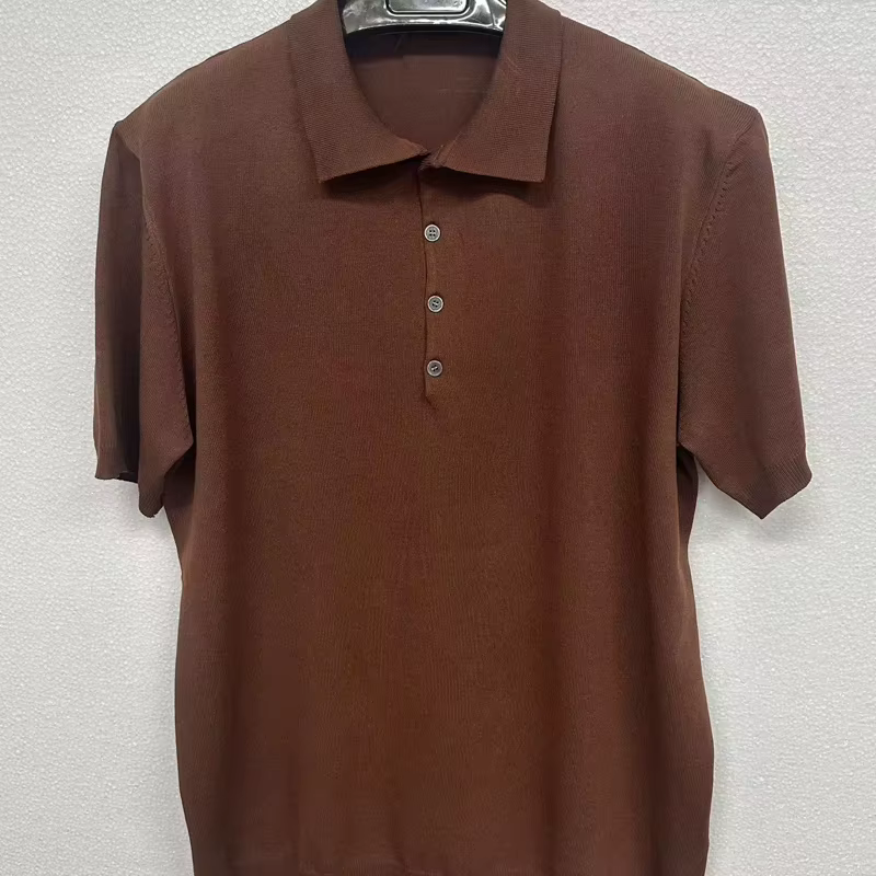 Polos tricotés à manches courtes pour hommes
