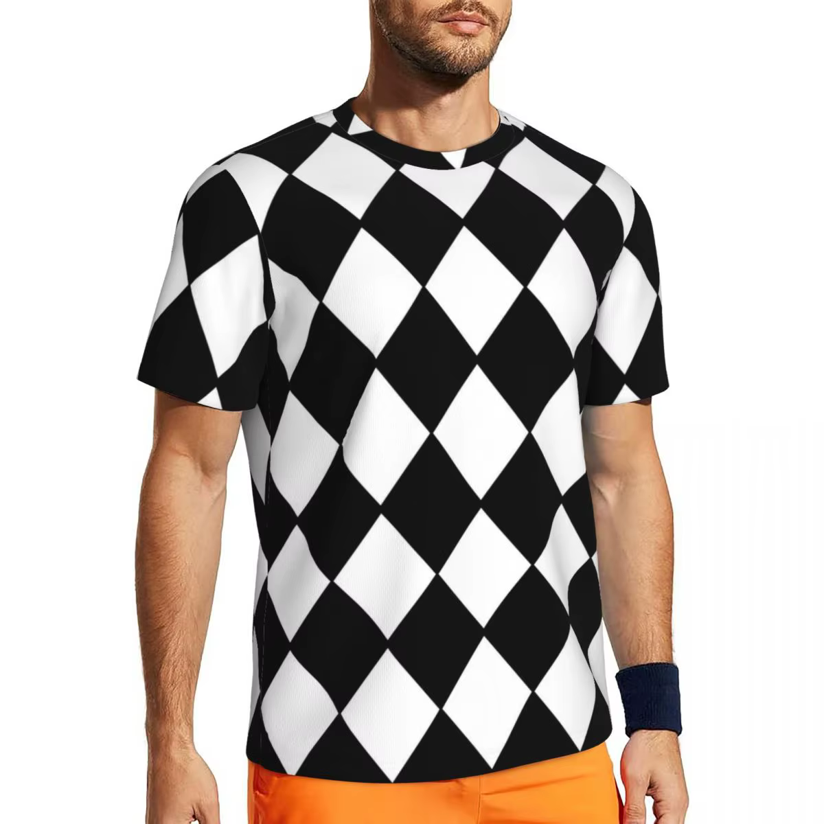 T-shirt imprimé à carreaux pour hommes