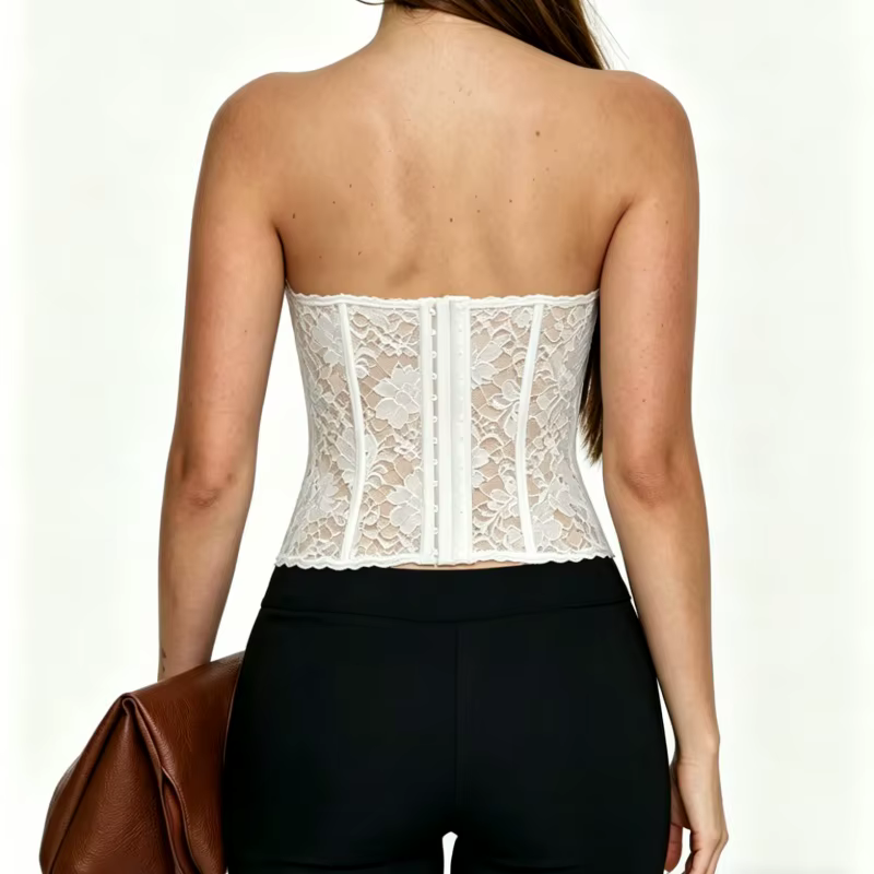 Haut corset en dentelle florale pour femme