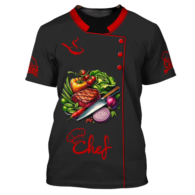 Chef travail T-shirt pour hommes drôle personnalité modèle col rond t-shirts impression 3D mode